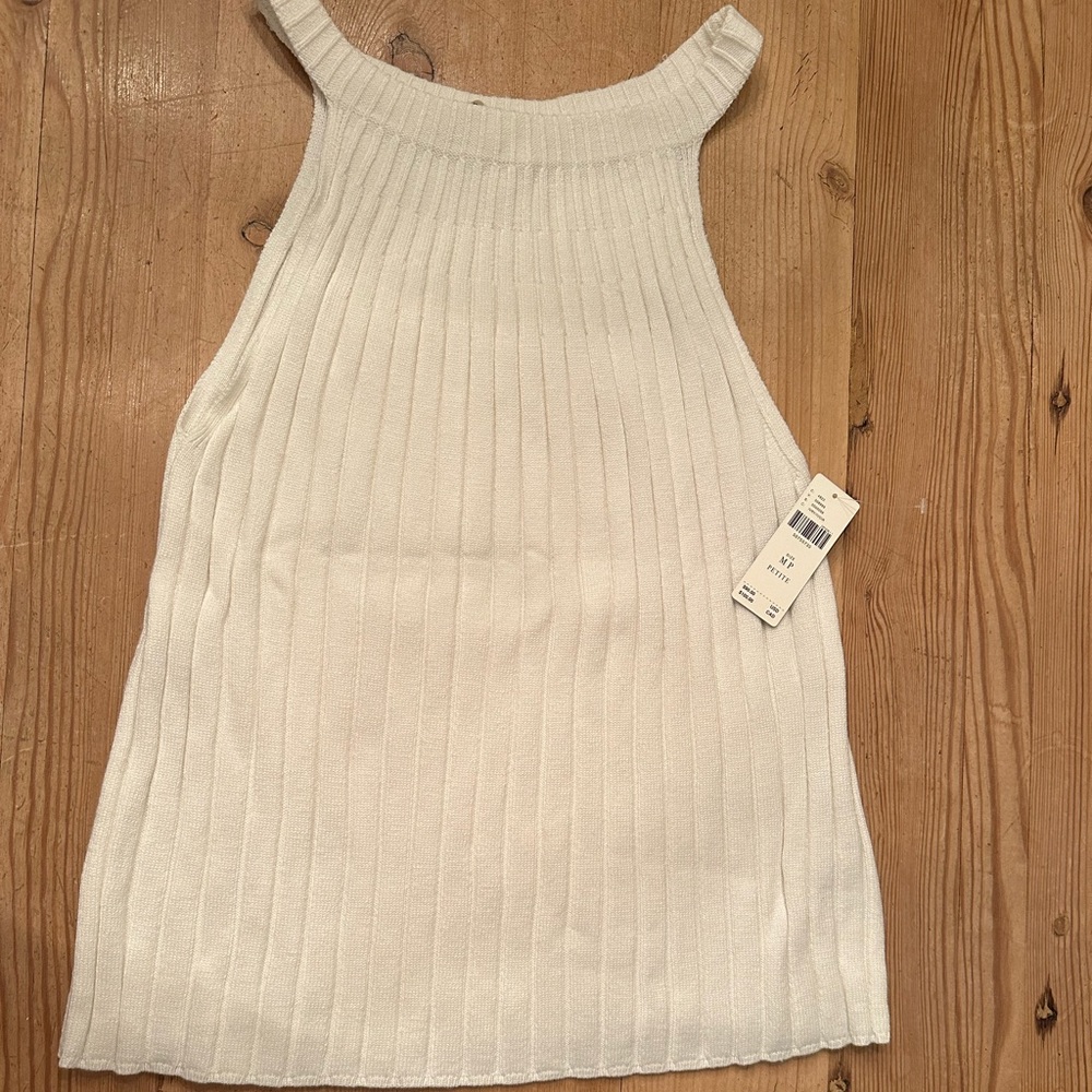 Anthropologie Ivory Knit Halter size Medium Petite